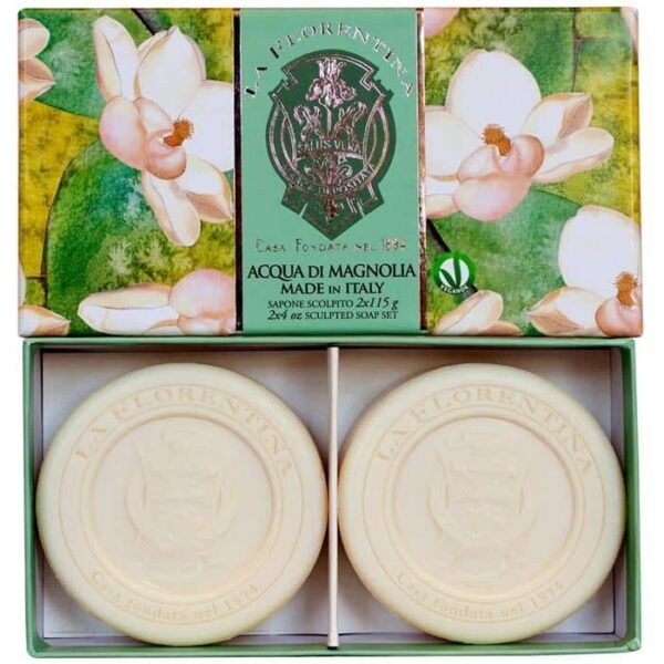 Ronde zeep set box 2x115gr Magnolia