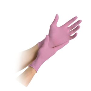 Handschoenen nitril PF/NS Solution pink - 100st Medium - Afbeelding 2